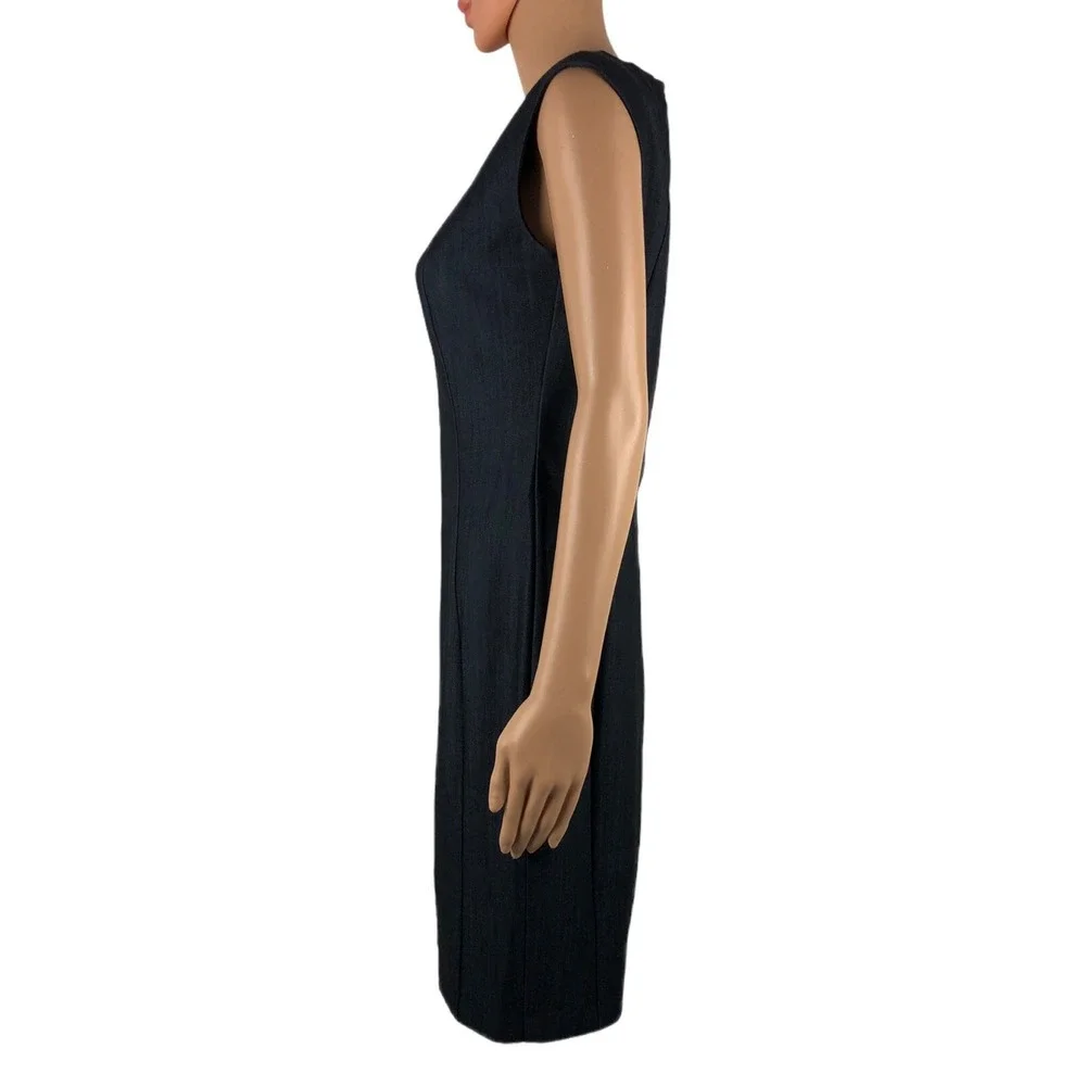 Calvin Klein Womens 4 Dress Blue Sleeveless Sheath Denim Look Stretch EUC